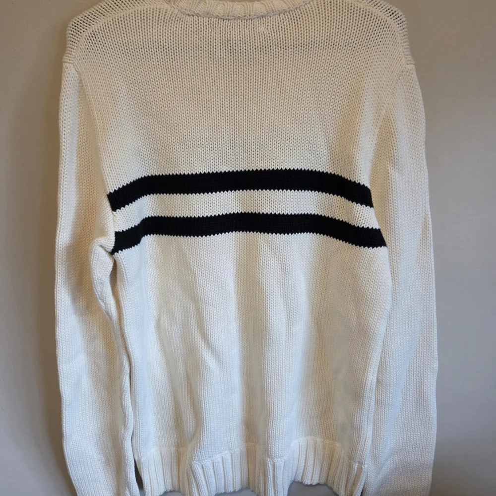 Ralph Lauren Cream Crewneck Sweater with Black Stripes